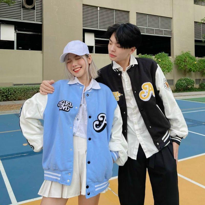 Áo khoác dù bomber unisex form rộng Ulzzang in chu nỗi thời trang hè