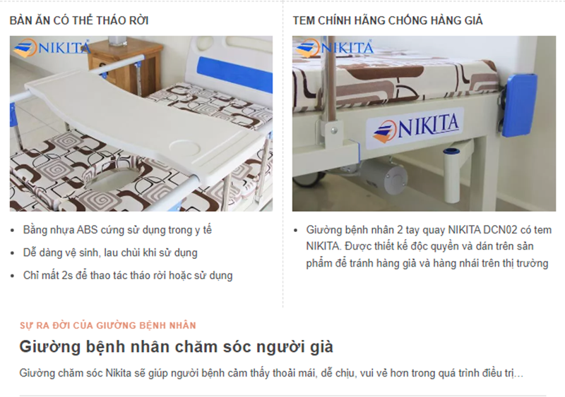 Giường bệnh Y tế, đa chức năng hỗ trợ chăm sóc người bệnh - Hàng chính hãng NIKITA