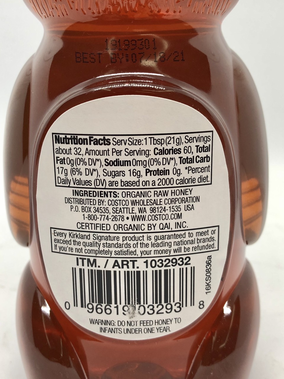 Mật Ong hữu cơ thiên nhiên Kirkland Singnature Honey Bear 680gr nhập Mỹ