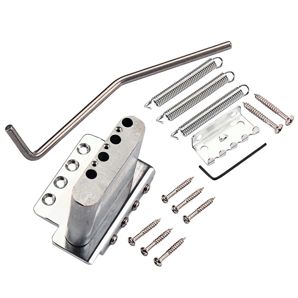 1 Set Metal Roller Saddle Bridge Tailpiece Silver for Cigar Box Guitar, 4 String Electric Guitar