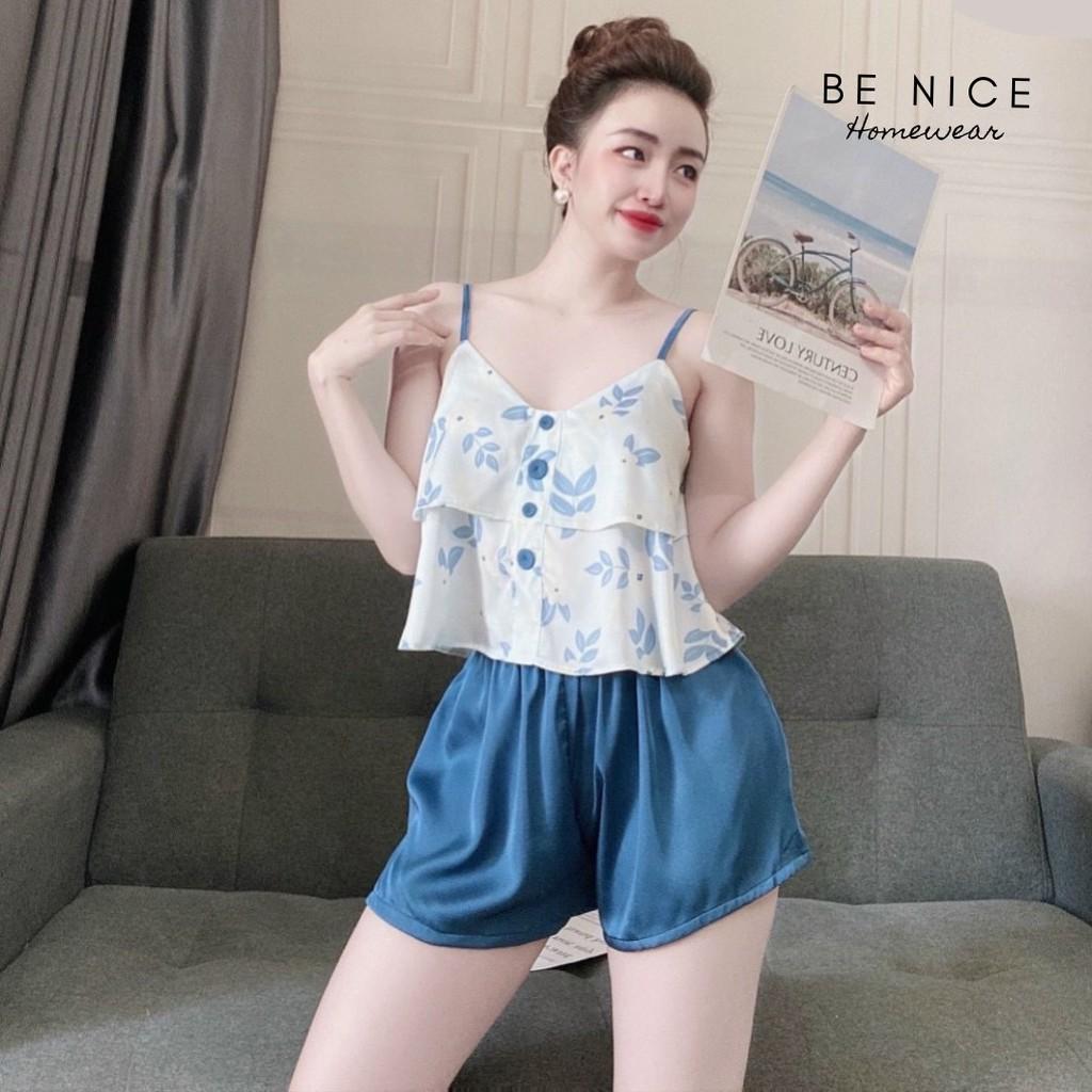 Set lụa dây mặc nhà 2 tầng nhiều họa tiết đáng yêu