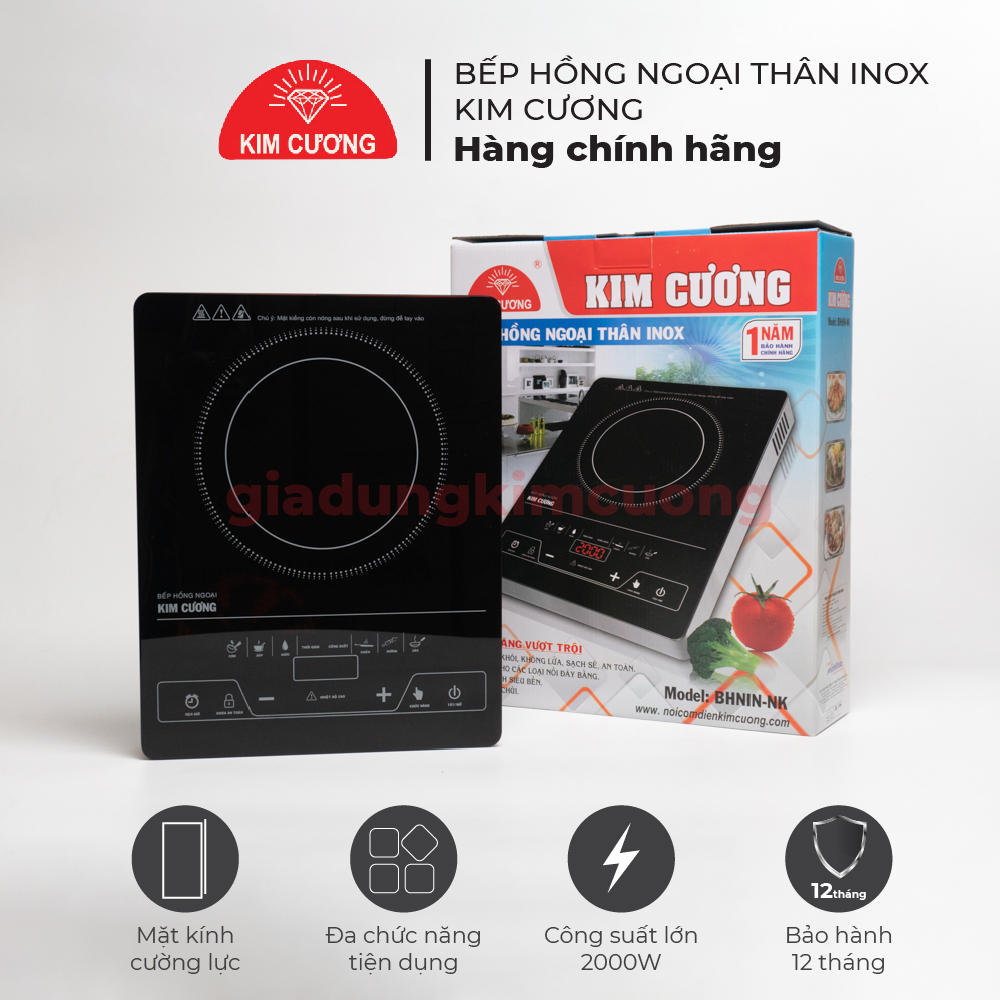 Bếp Hồng Ngoại Kim Cương Thân Inox - Hàng Chính Hãng