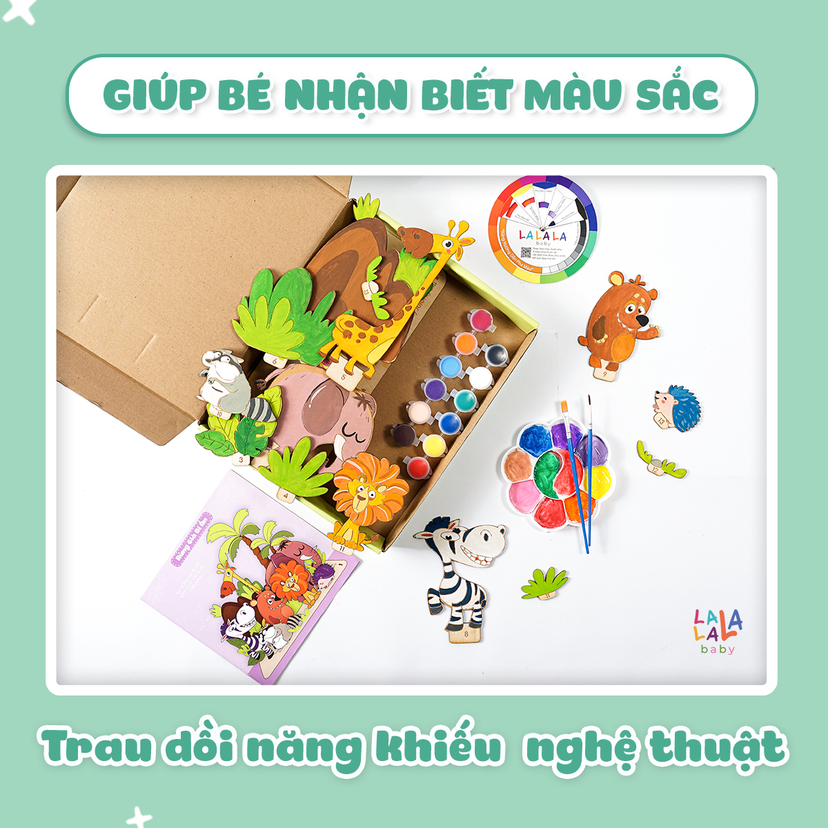 Đồ Chơi Tranh Gỗ Lalala Baby Tô Màu Kèm Màu Nước, Cọ và Truyện Kể I Paint I Play! Cho Bé Từ 3 Tuổi