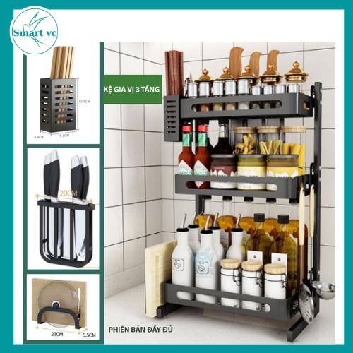 Kệ gia vị đa năng thông minh, kệ bếp Sơn Tĩnh Điện Đen, Cao Cấp