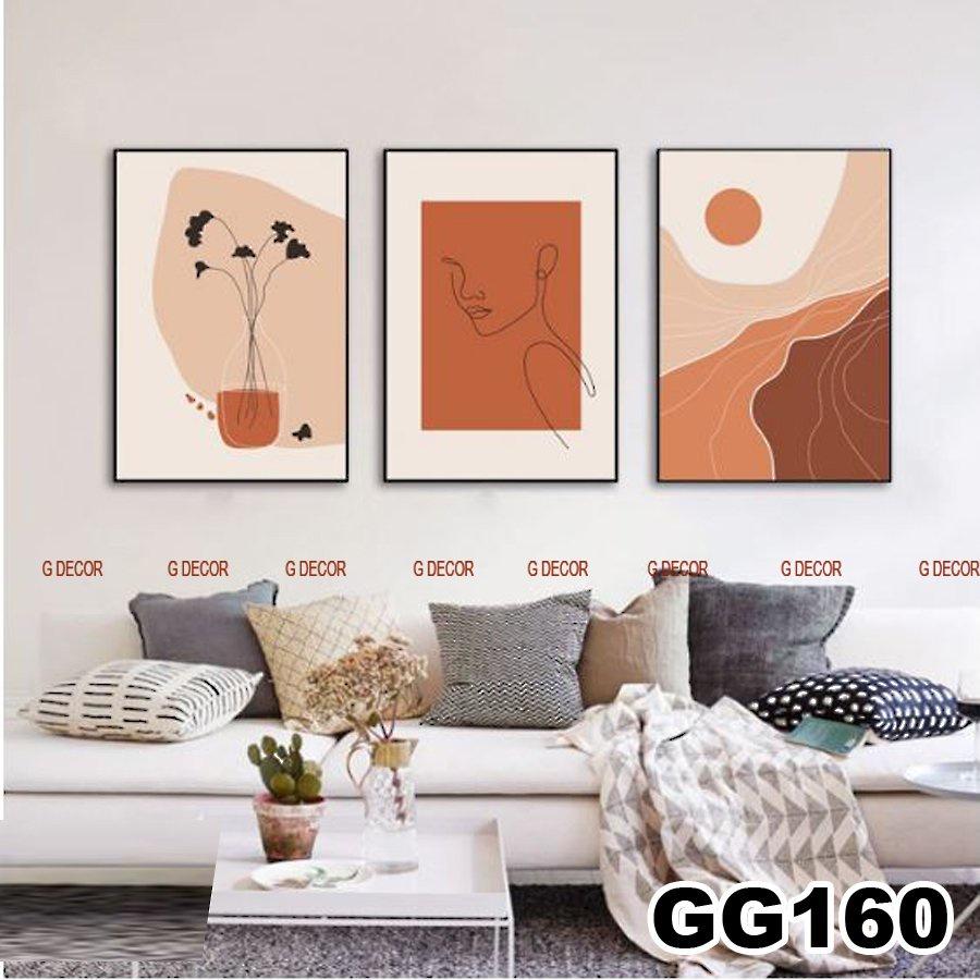 Tranh treo tường canvas khung gỗ 3 bức phong cách hiện đại Bắc Âu tranh decor trang trí phòng khách phòng ngủ spa 18