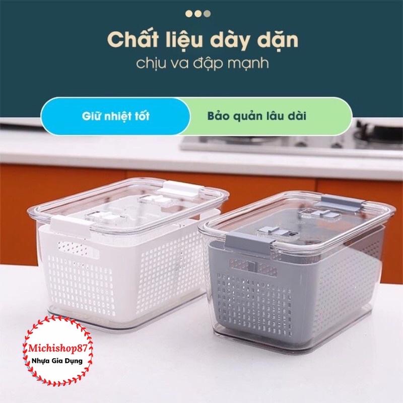 Hộp Đựng Thực Phẩm 2 Lớp Hokori Cao Cấp Nhựa Việt Nhật, Hộp Bảo Quản Rau Củ Quả Kèm Rổ Có Lỗ Thoát Nước Tiện Lợi