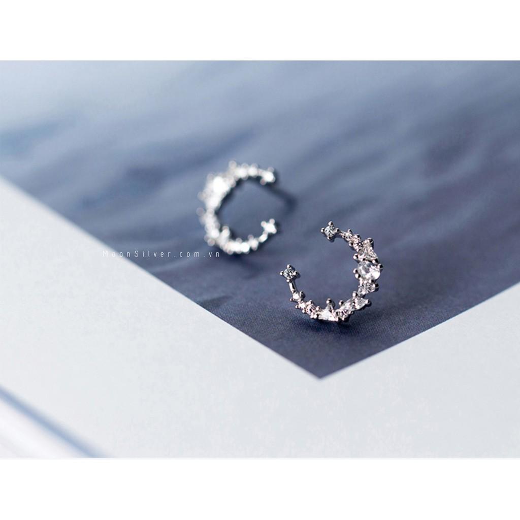 Khuyên tai bạc hình trăng khuyết