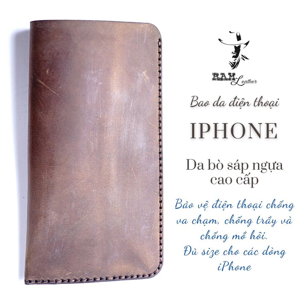 Bao da điện thoại dành cho Iphone da bò sáp ngựa - RAM