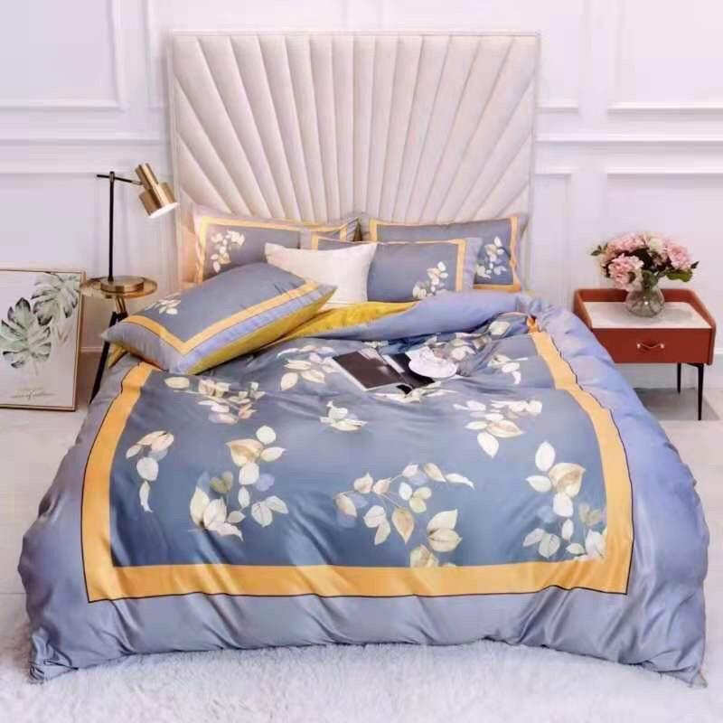 Trọn Bộ Chăn Ga Gối Nệm Cotton Lụa HỌA TIẾT NGỰA KÉO XE VIỀN XANH Đơn Giản- Tinh Tế- Cao Cấp