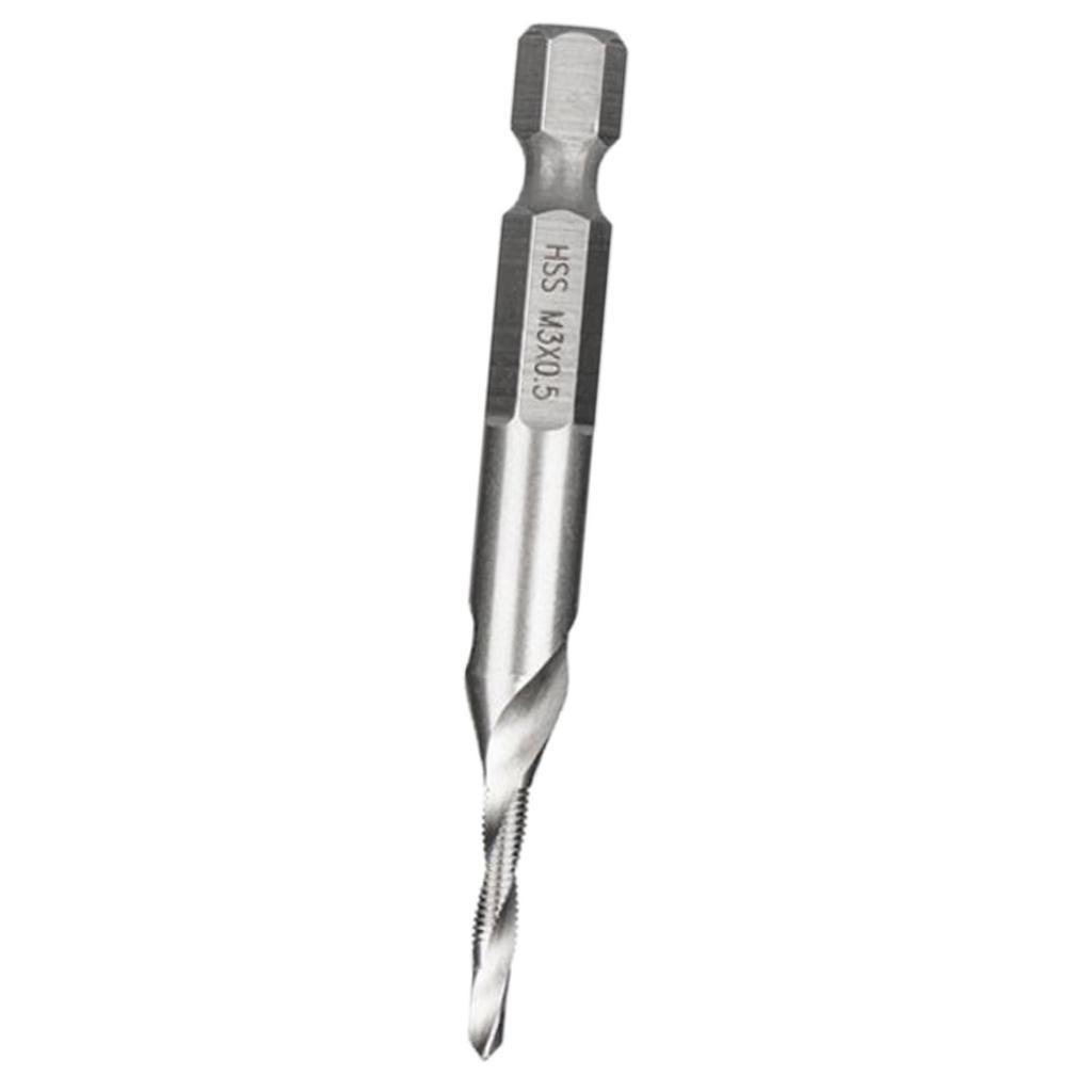 HSS 6542 Combination Drill Tap Bit Set Fractional inch 1/8'', 5/32", 3/16", 1/4", 5/16", 3/8" with 1/4” Hex Shank Spiral Flute Tapping Tool