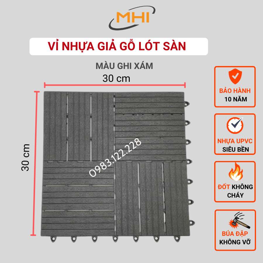 [COMBO 11] Tấm nhựa lót sàn MHI-12 NAN - Phong cách mới. Chống trơn trượt ban công, bể bơi, sân vườn, sân thượng, nhà tắm