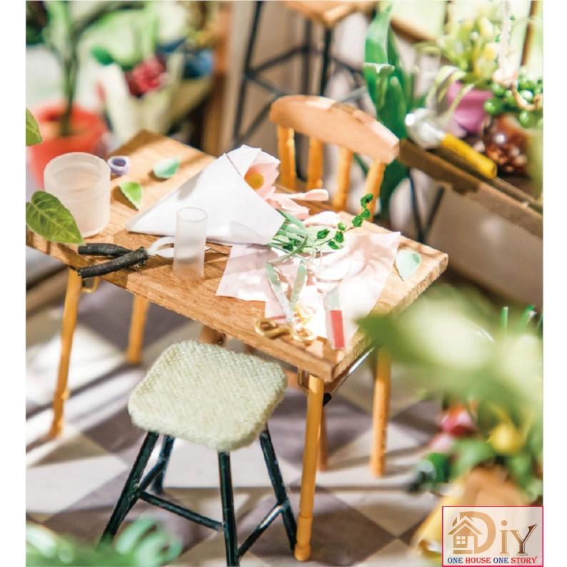 Mô hình nhà tự lắp ráp bằng gỗ Dollhouse EMILY'S FLOWER SHOP - mã DG145
