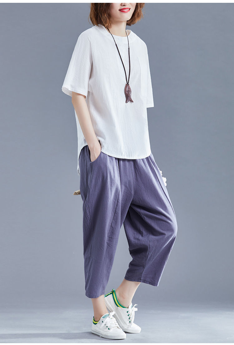 Áo sơ mi nữ form rộng kiểu tay lỡ cổ tròn NeSa Shop, chất liệu Lanh Cotton thấm hút mồ hôi, áo sơ mi nữ nhiều màu, SMT02