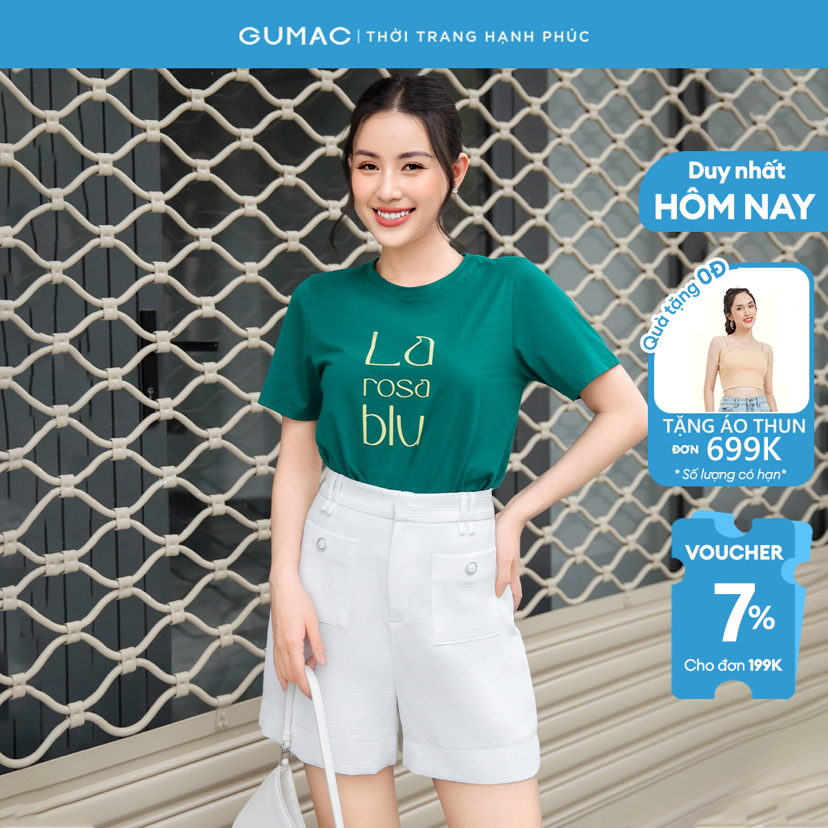 [BST MỚI THÁNG 9] Áo thun nữ tay ngắn in chữ dày dặn trẻ trung thoải mái GUMAC LATD0902