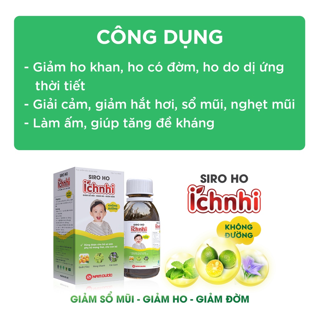 Siro ho cảm Ích Nhi không đường (90ml)