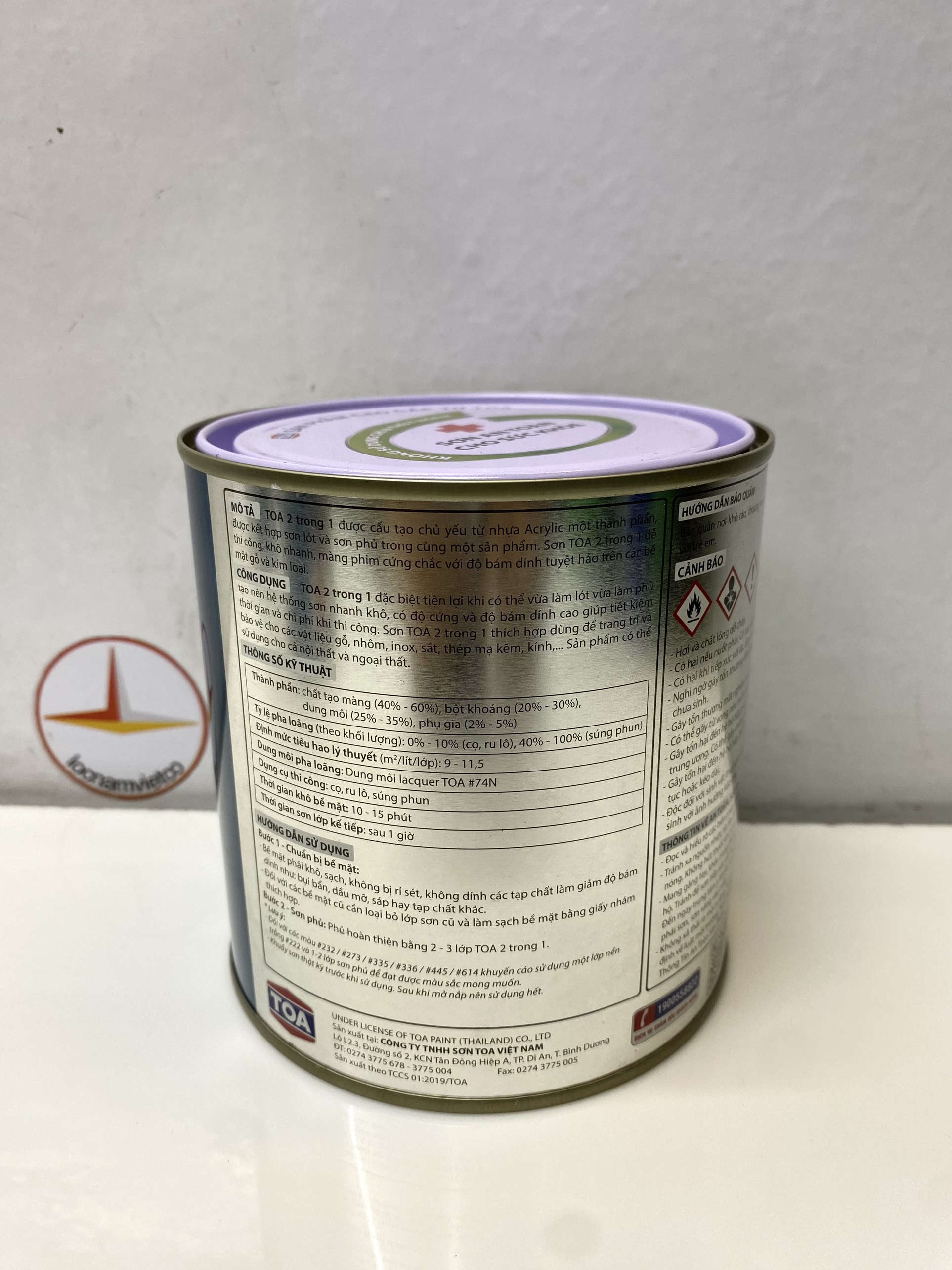 Sơn sắt mạ kẽm Toa 2 trong 1 màu trắng 111 _ 800Gr