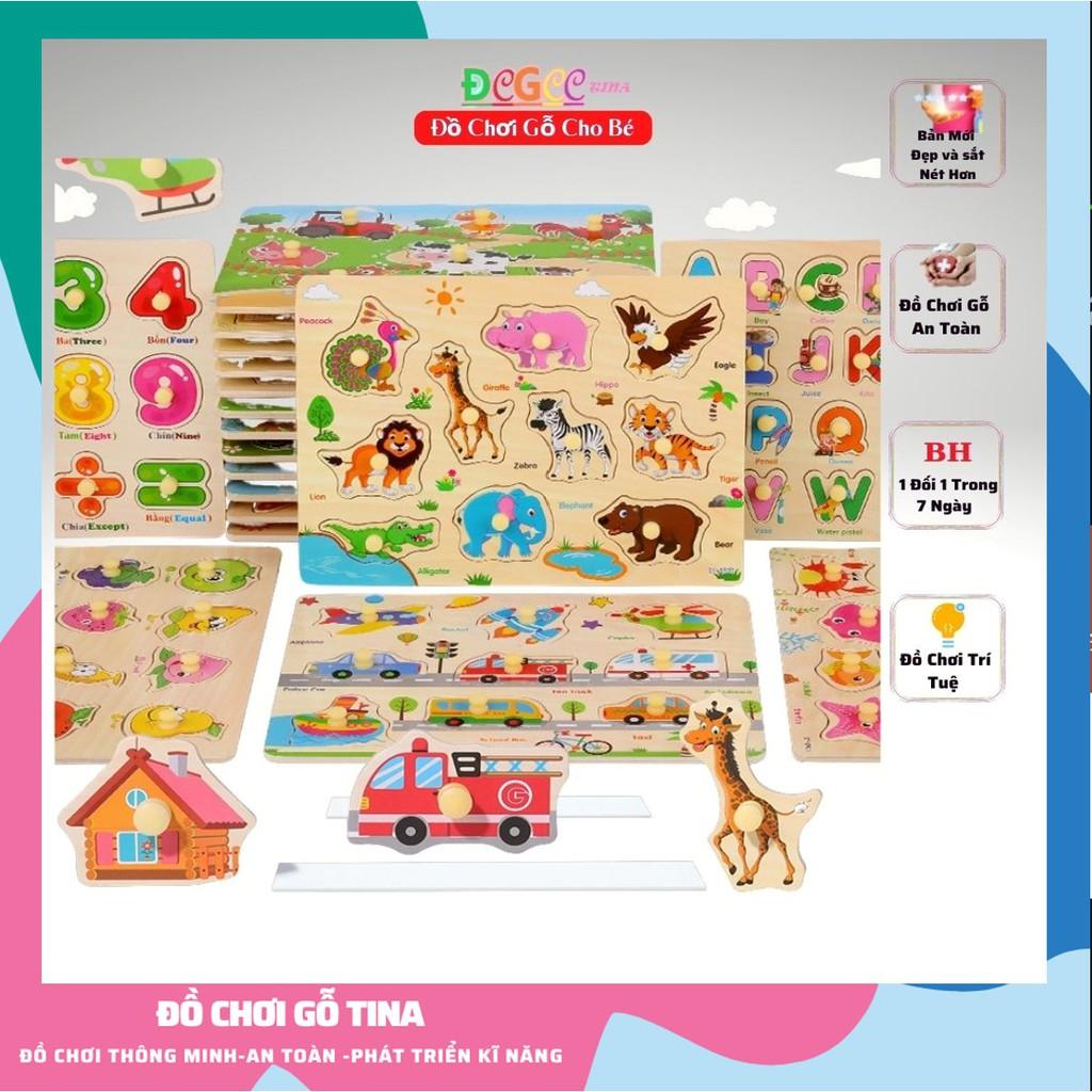 Bảng Ghép Hình Núm Gỗ - Đồ Chơi Gỗ Bảng Ghép Hình 22 X 30 X 2 Cm Cao Cấp An Toàn Giúp Bé Tư Duy Thông Minh