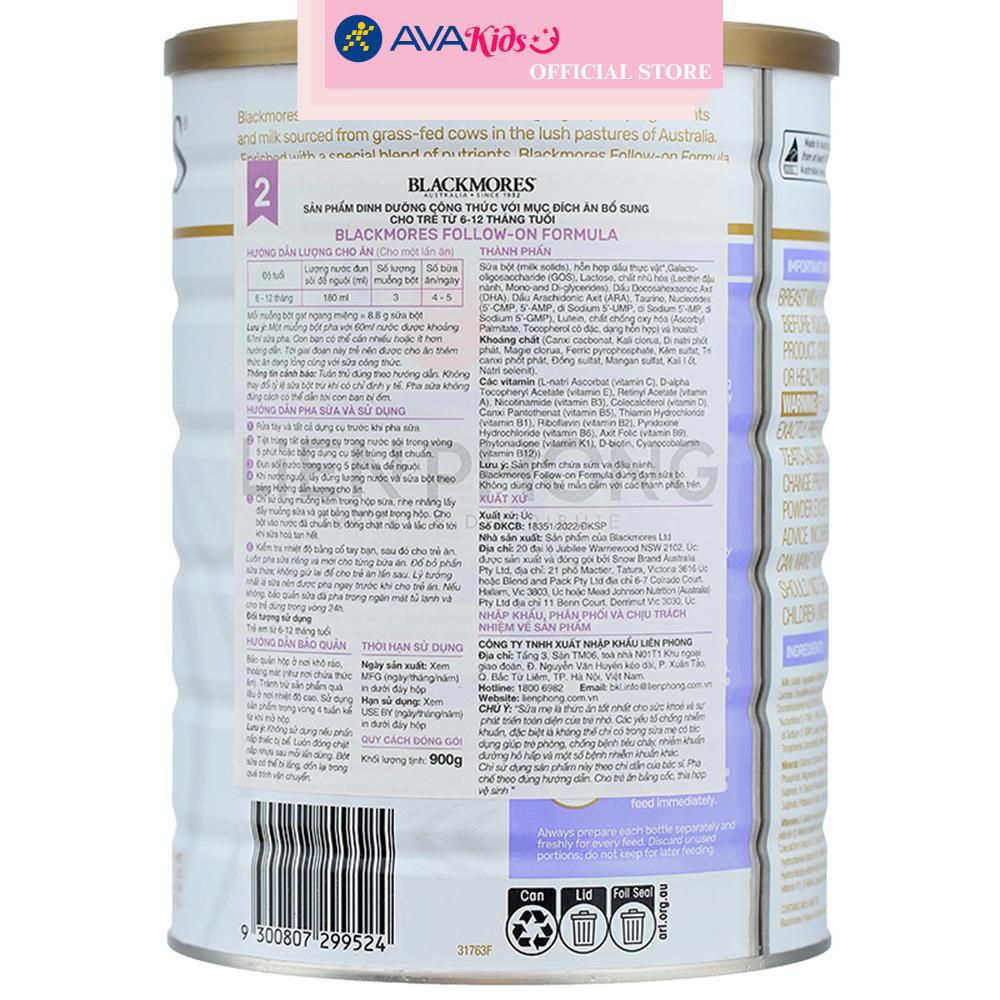 Sữa bột Blackmores Follow-on Formula số 2 hương vani 900g (6 - 12 tháng)