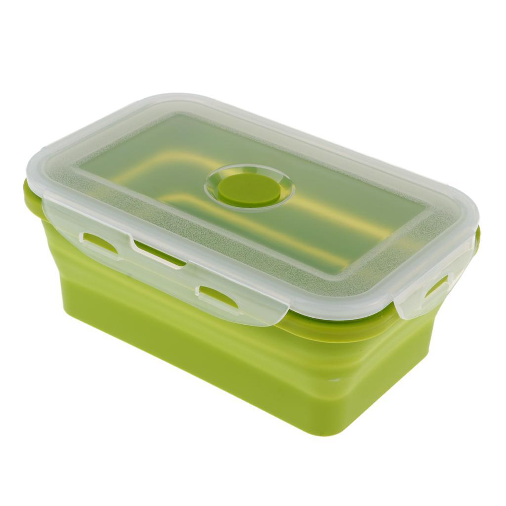 2x Silicone Collapsible Bento Box Stackable Food Storage Container 1200ML