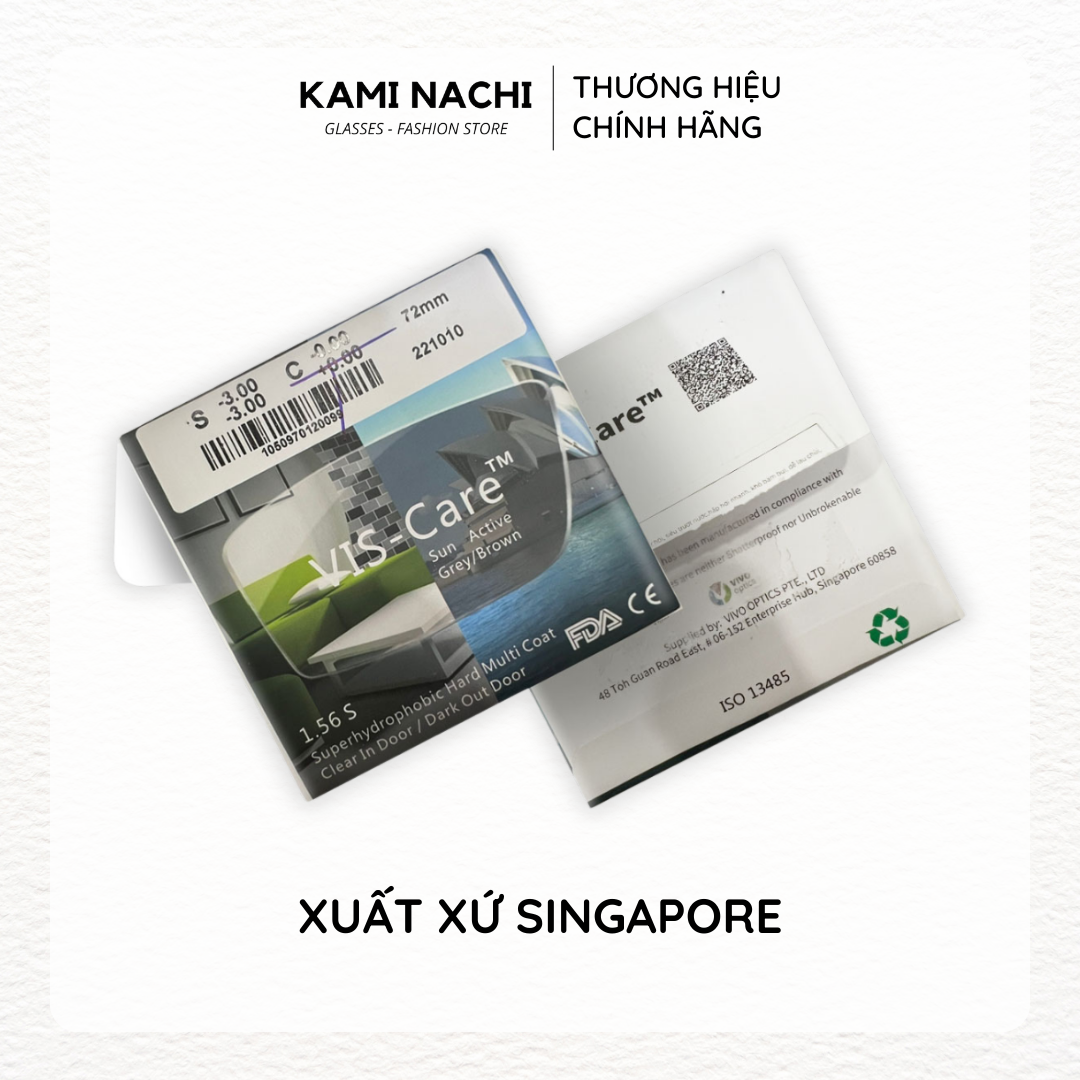 Tròng kính cận loạn đổi màu xám khói KAMI NACHI, chống lóa, chống chói, tốc độ đổi màu siêu nhanh - Xuất xứ Singapore