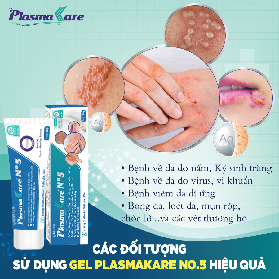 Combo 03 Gel siêu thấm PlasmaKare No5 giảm sưng ngứa, tái tạo da, chuyên sâu cho Viêm da cơ địa, viêm nang lông, viêm da dị ứng nấm da, nước ăn chân, mề đay, mẩn ngứa khi mang thai và sau sinh