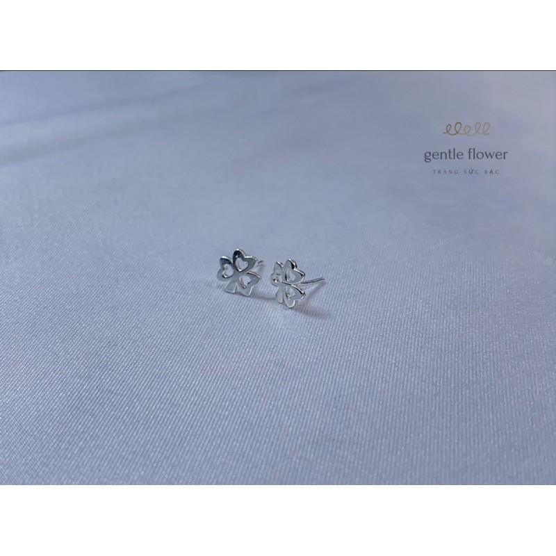 Bông Tai Bạc nữ Đính Kèm cỏ 3 lá đơn giản Gentle Flower