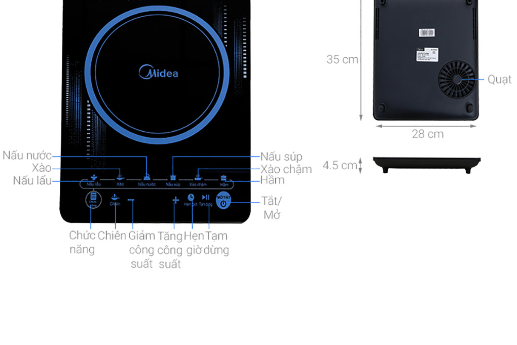 Bếp Điện Từ Midea MI-T2117DC (2100W) - Hàng Chính Hãng