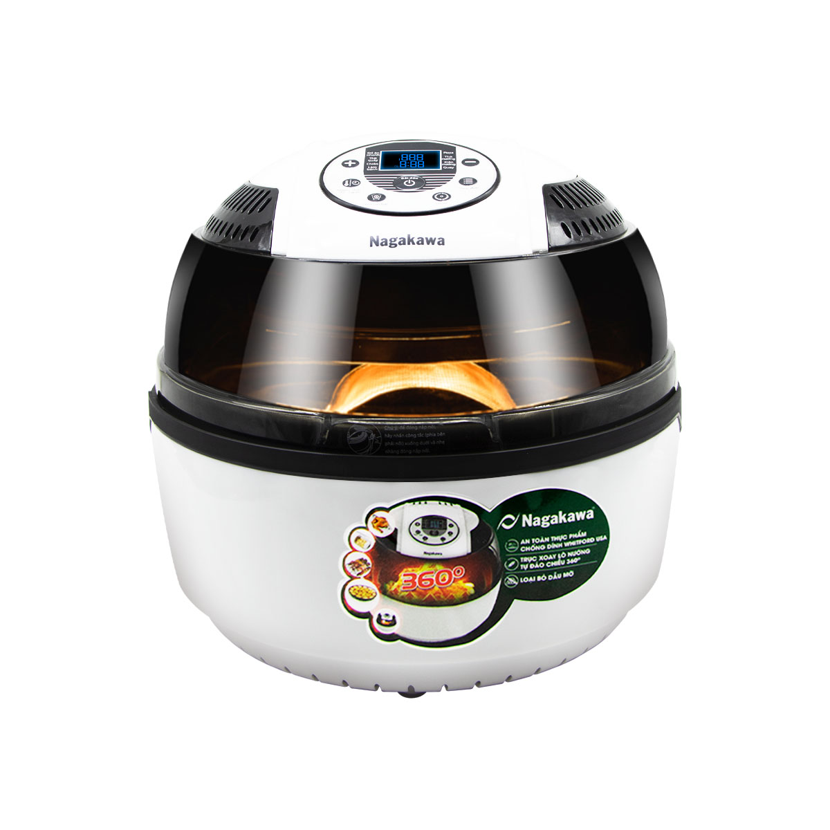 Nồi Chiên Không Dầu Điện Tử Xoay 360 Độ Nagakawa NAG3303 (9.0 Lít) - Hàng chính hãng