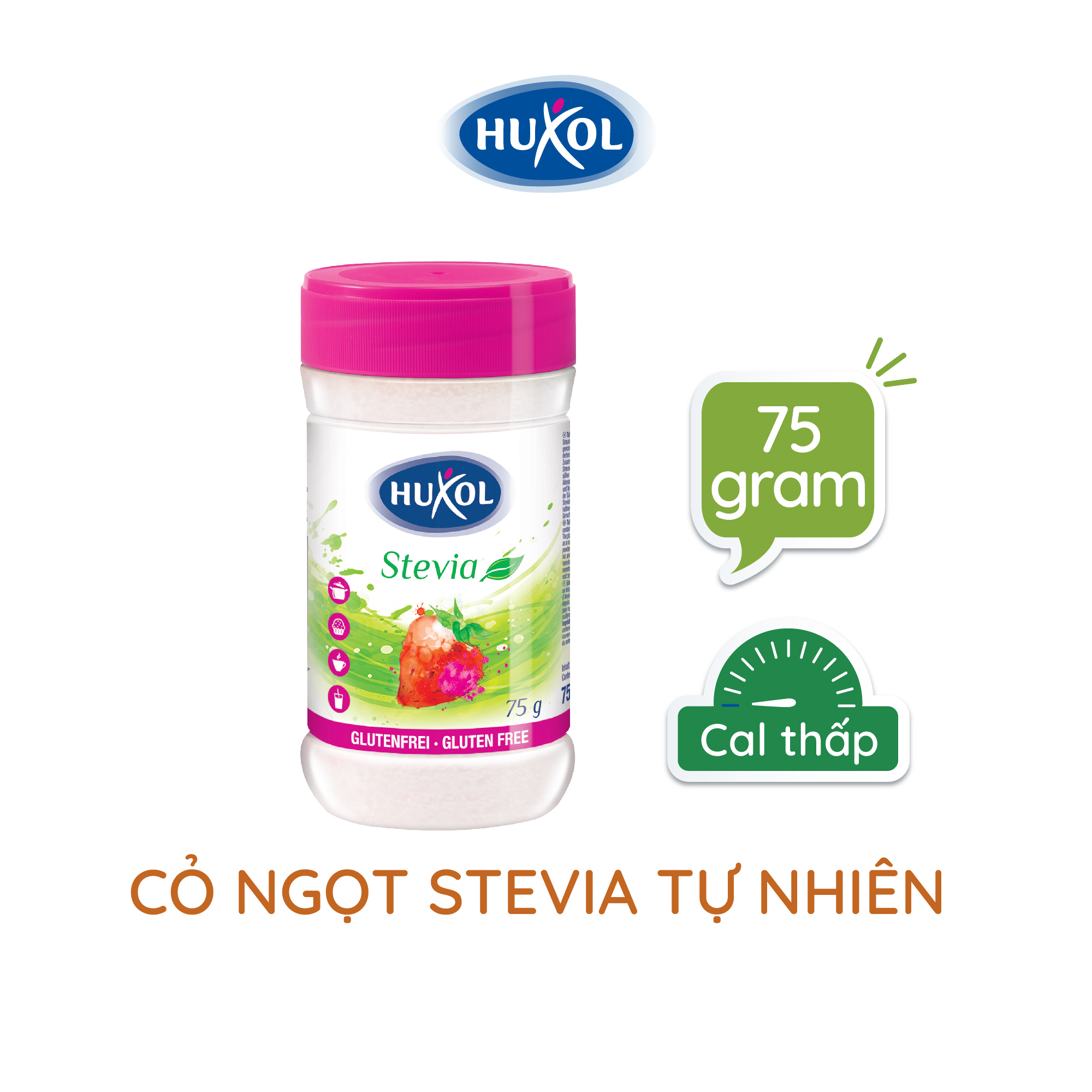 Đường Ăn Kiêng Sweetener Huxol Cỏ Ngọt Stevia Tự Nhiên 75g - Nhập khẩu chính hãng từ Đức - Dành cho người tiểu đường, giảm cân, cao huyết áp