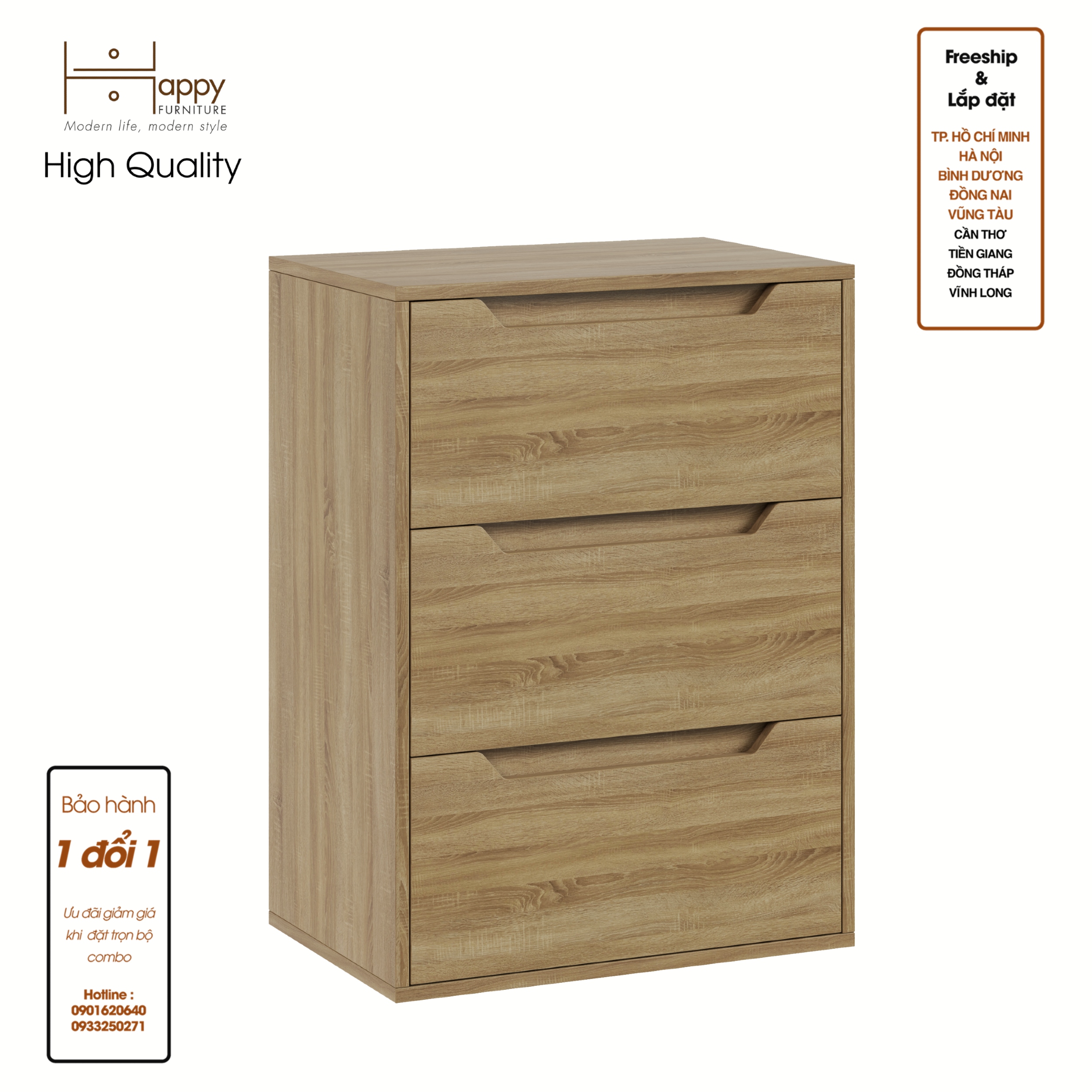 [Happy Home Furniture] ALEE, Tủ đựng đồ 3 ngăn kéo ,  60cm x 40cm x 82cm ( DxRxC), THK_036