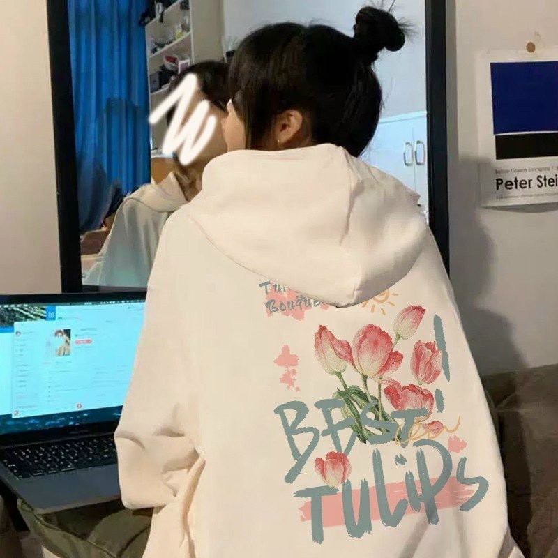 Áo Hoodie Zip Tulips Local Brand Bom House Basic Nam Nữ Form Rộng Ulzzang Unisex, áo hoodie best tulip