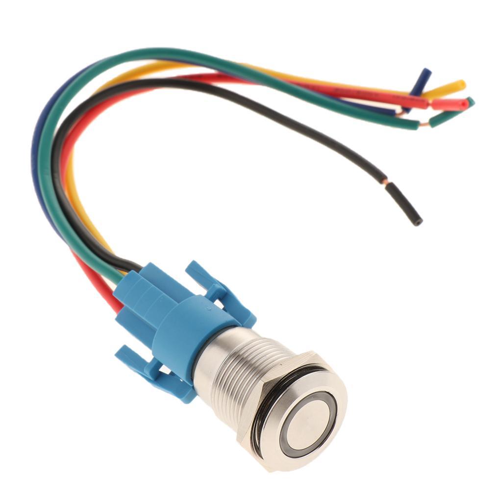 16mm DC 12V Momentary Stainless Steel Self- Push Button Switch Red