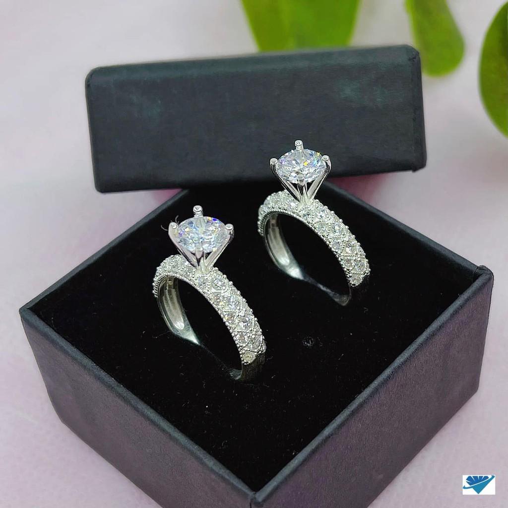 Nhẫn nữ bằng bạc đính đá cao cấp MS08g