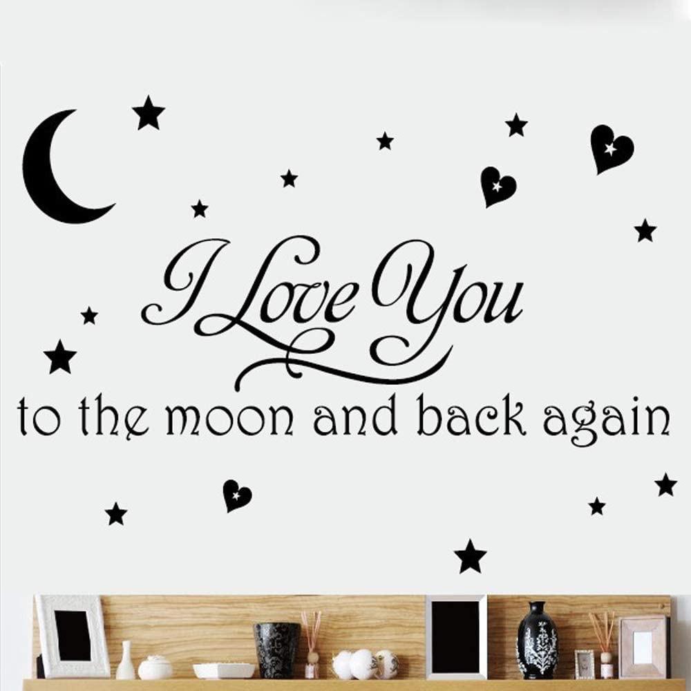 Decal trang trí tường - Chữ Tiếng Anh I LOVE YOU đen