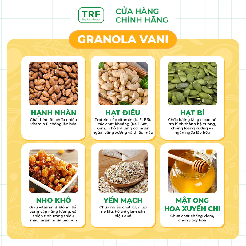 Hình ảnh Ngũ cốc Granola Giảm Cân Healthy Ăn kiêng The Rich Foods Vani 250g