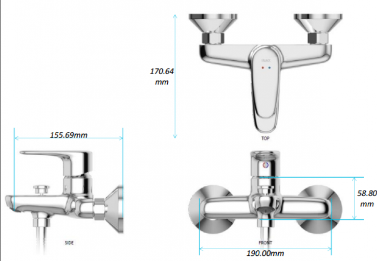 Vòi Sen Tắm Nóng Lạnh Inax BFV-1113S-4C - Hàng chính hãng