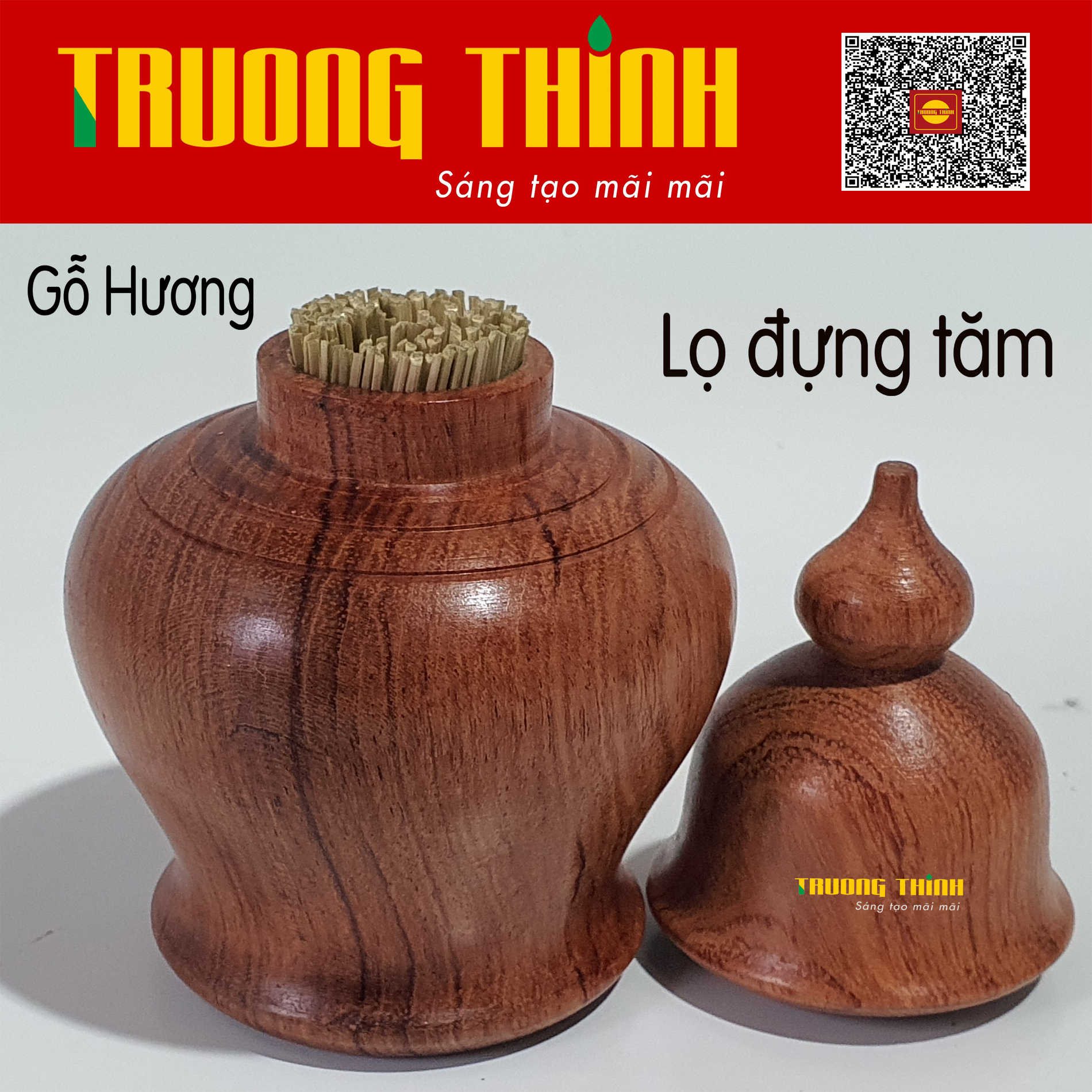 Lọ Đựng Tăm Bằng Gỗ Hương Cao Cấp Trường Thịnh Tiện Dụng Bền Đẹp Sang Trọng Tiết Kiệm – Hình Chuông Liền Khối.