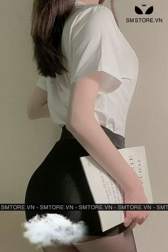 Trang phục cosplay thư ký áo sơ mi trắng mix chân váy đen - SMS051