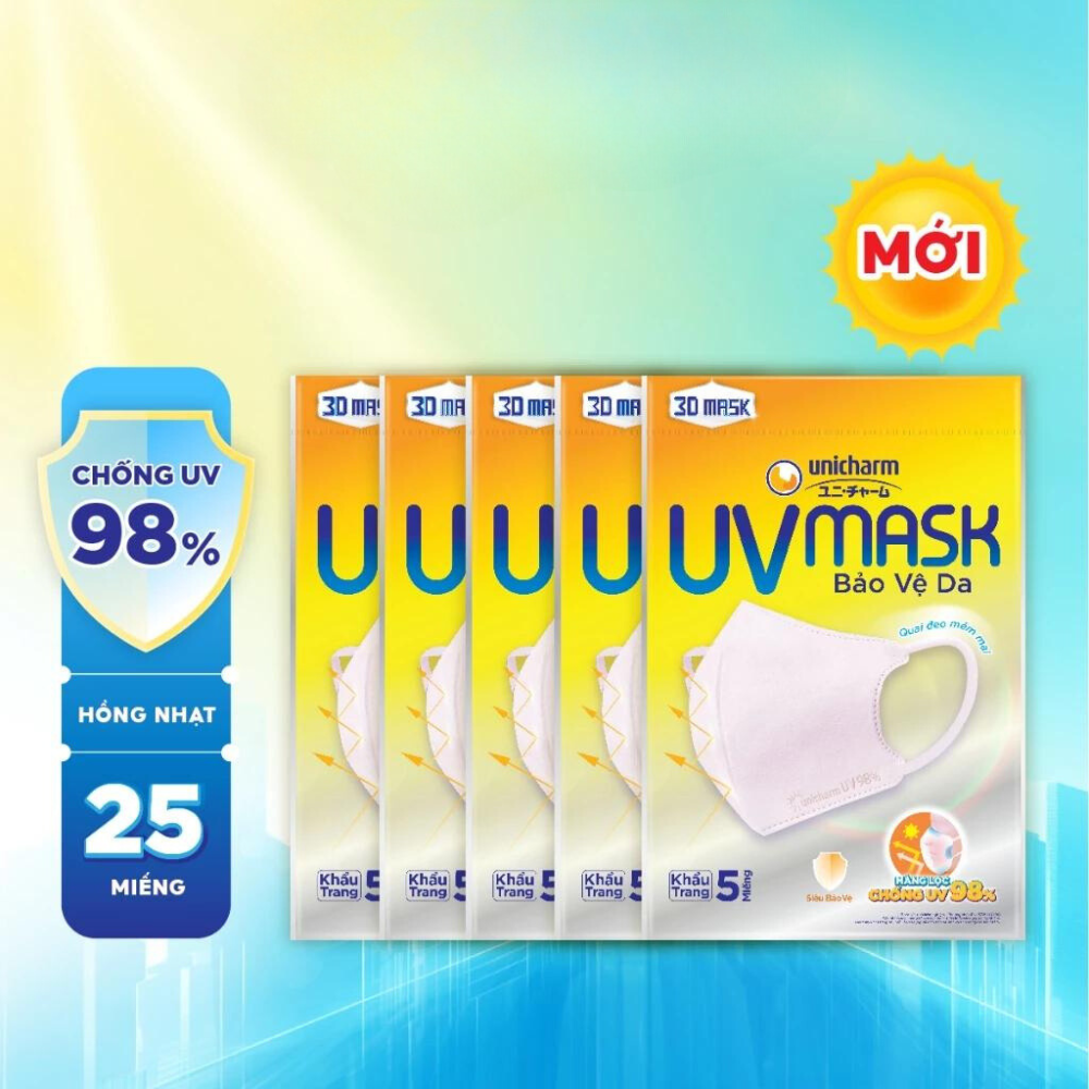 [MỚI] Bộ 5 gói khẩu trang chống nắng Unicharm UV Mask 5 miếng