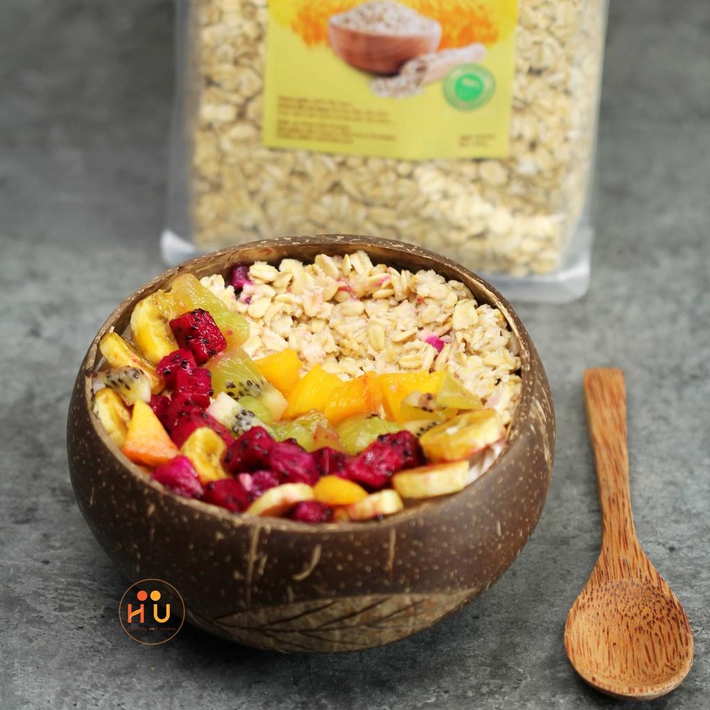 Bát gáo dừa ăn salad/ngũ cốc/trái cây khắc hoa văn ngẫu nhiên