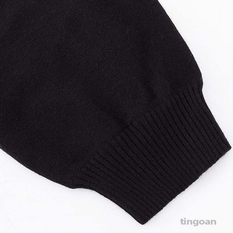 Áo len lệch vai đen tingoan RUNAWAY SWEATER/BL