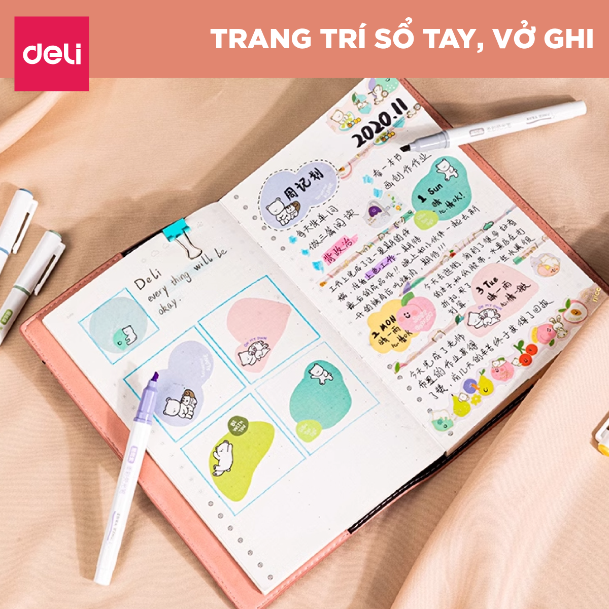 Set 6 Chiếc Bút Highlight Đánh Dấu Nhớ Dòng 6 Màu Cute Đánh Dấu Dạ Quang Take Note Ghi Chú Deli Bảng Màu Pastel Macaron