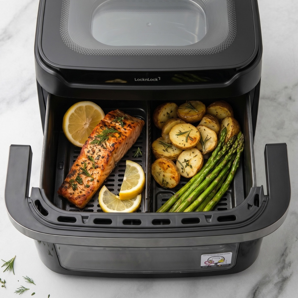 Nồi Chiên Không Dầu 2 Mặt Kính LocknLock Dual Visible Air Fryer EJF398BLK 10L - Màu đen - Hàng Chính Hãng - JoyMall