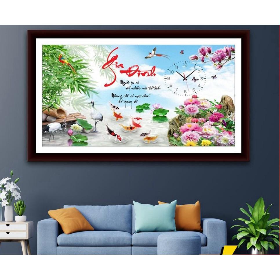 Tranh đá thư pháp gia đình đồng hồ VS364 - kích thước: 80 * 53cm.