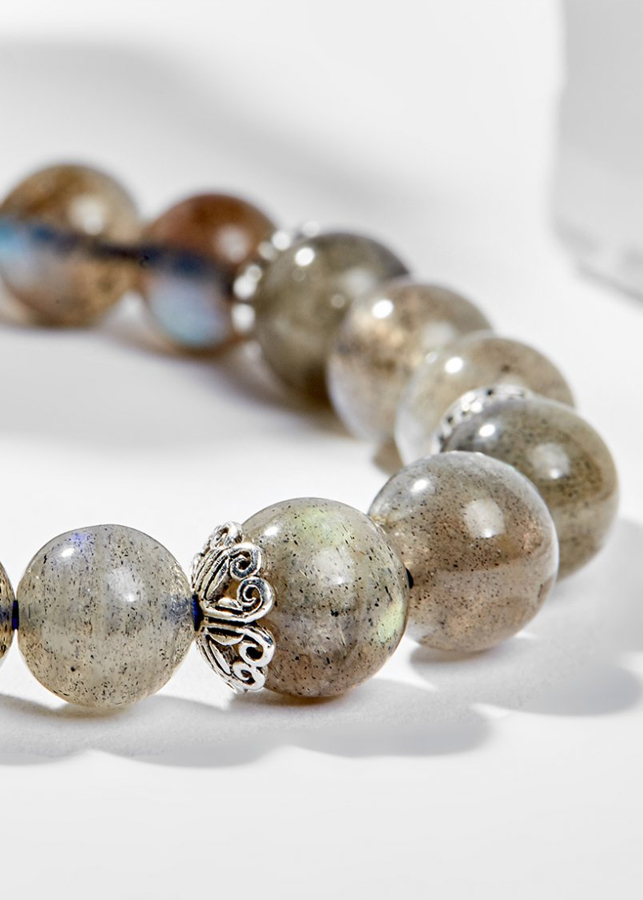 Vòng Tay Phong Thủy Nữ Đá Labradorite Phối Charm Tỳ Hưu Bạc  Nhiều Mệnh Ngọc Quý Gemstones