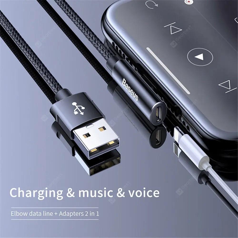 Cáp Lightnning hàng chính hãng Baseus Entertaining Audio Data Cable 120cm (vừa sạc vừa nghe nhạc)