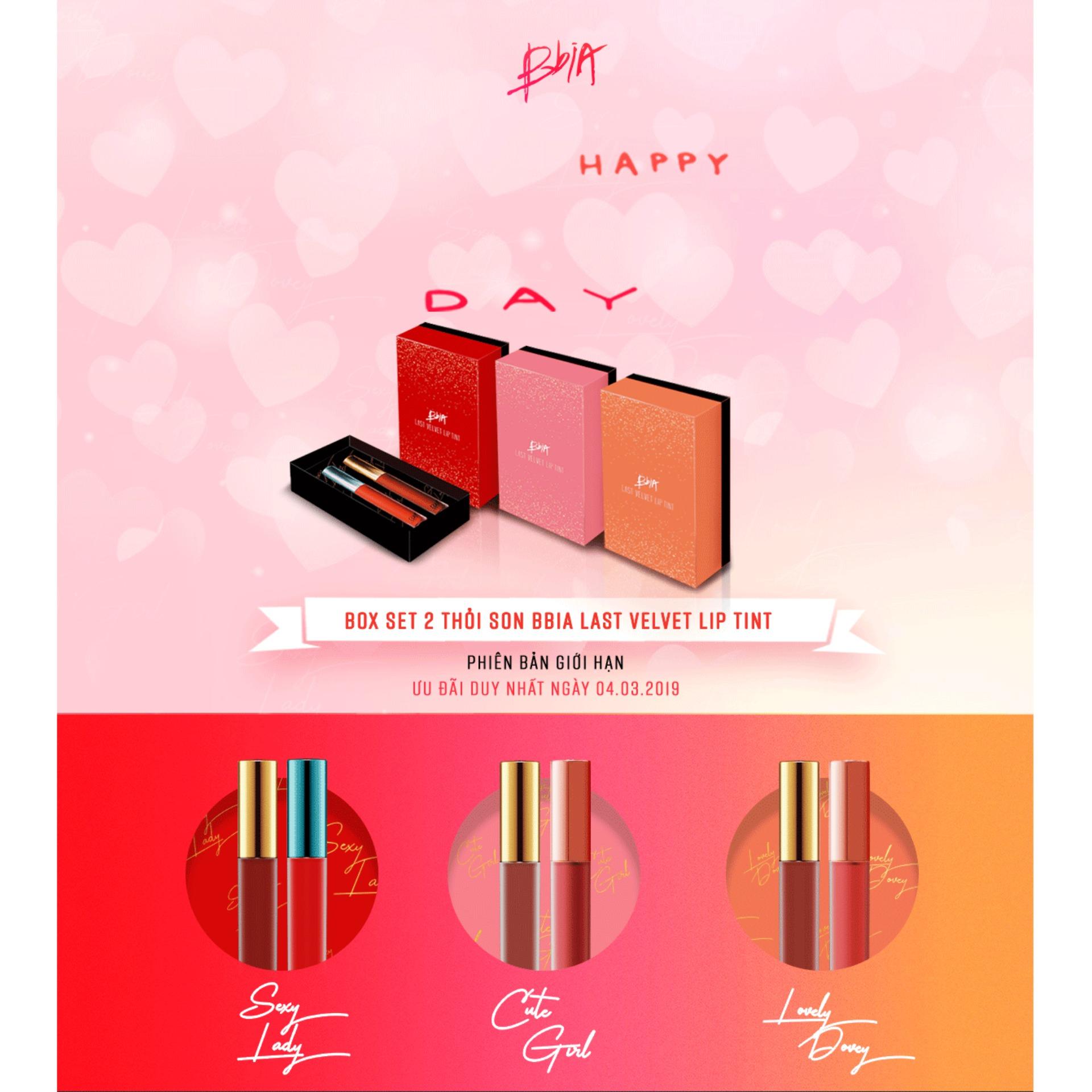 Set 2 Cây Son Kem Lì Bbia Last Velvet Lip Tint - Lovely Dovely (2 Cây X 5g) Limited Edition tặng 1 gương trang điểm BBIA màu ngẫu nhiên