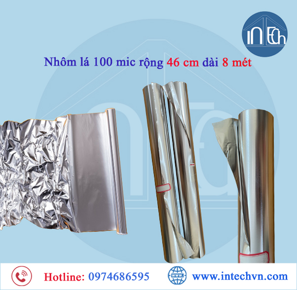 Màng nhôm Aluminum Foil 100 Micron (Giấy nhôm rộng 460mm dày 0.1mm dài 8m)