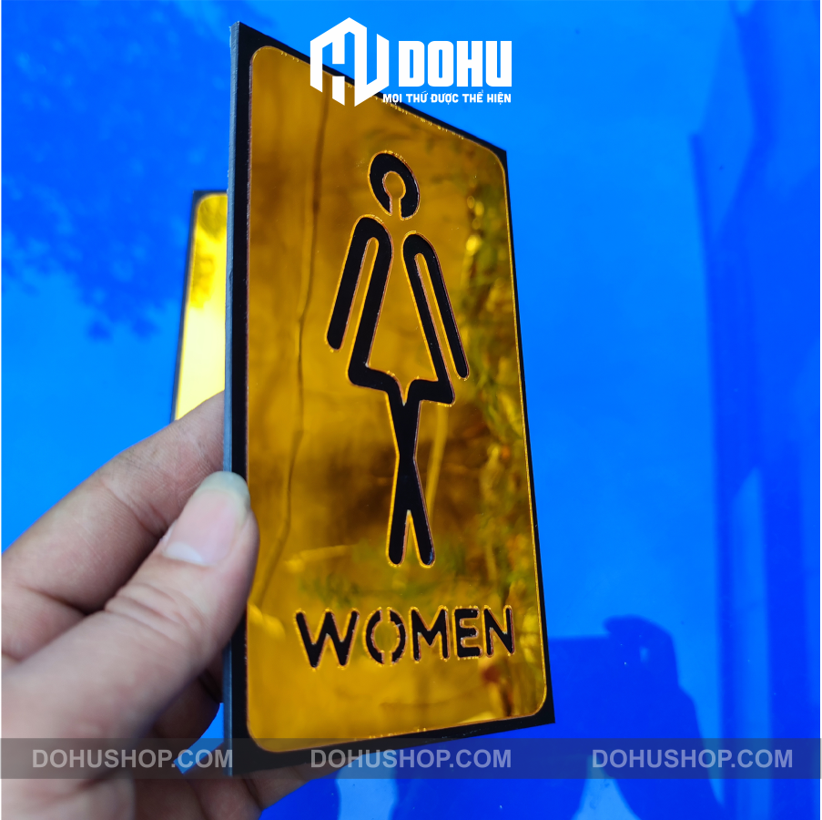 Bảng Gương Vàng Toilet Nam Nữ Gắn Phòng Vệ Sinh Sang Trọng, Hiện Đại