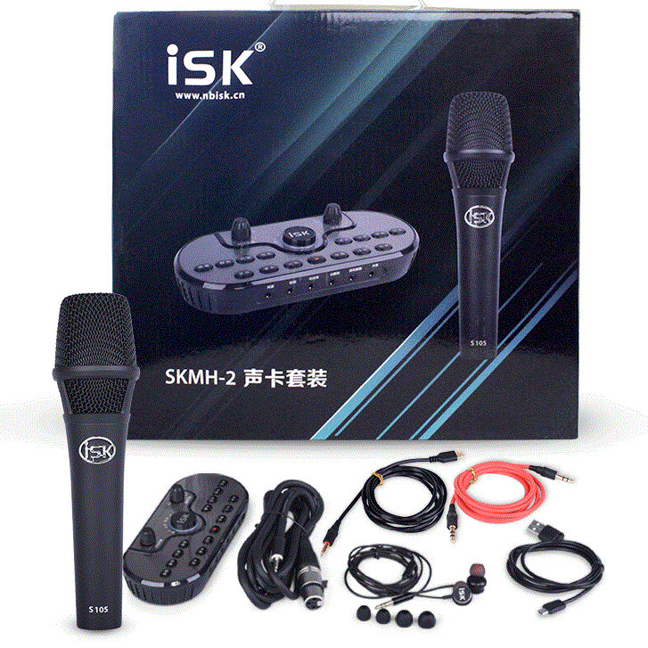 COMBO THU ÂM LIVE STREAM KARAOKE ISK SKMH-2 ( SOUNDCARD + MICRO + TAI NGHE ) HÀNG CHÍNH HÃNG